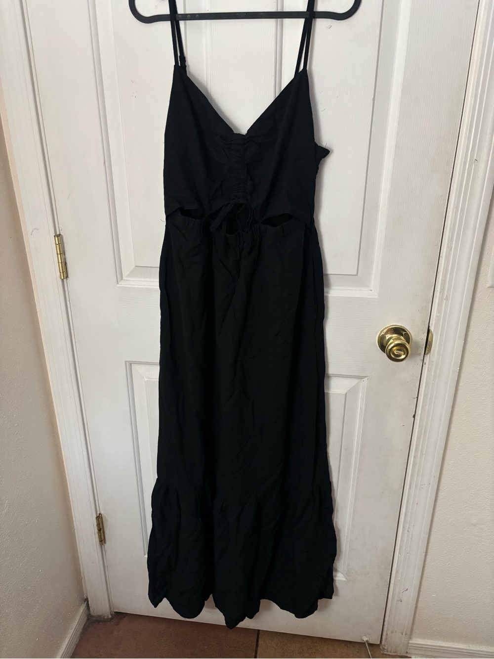 Z Supply Black Spaghetti-Strap Cutout Maxi Dress